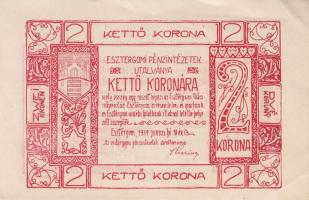 Esztergom 1919. 2K "Utalvány" (2x) egymás utáni sorszámmal T:II