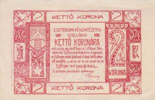 Esztergom 1919. 2K "Utalvány" (2x) egymás utáni sorszámmal T:II