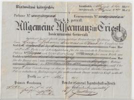 1851 Pest, Az Allgemeine Assekuranz (általános biztosító) által kiállított szignettás számla.