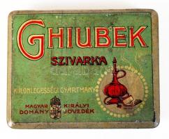 cca 1920 Ghiubek szivarka festett fém cigarettás doboz / Metal cigarette box