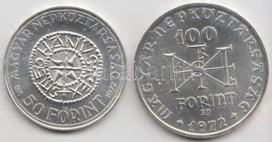 1972. 50Ft Ag + 100Ft Ag "Szt.István" pár T:BU