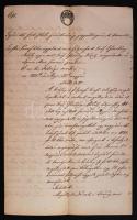 1851 Győr, első szakaszbeli járásbíróság jegyzőkönyvének kivonata gróf Esterházy Károly és Mihály ügyében, szignettás űrlapon, 8 oldal.