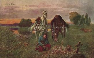 Letzte Ehre, Military WWI, horses, artist signed (fa)