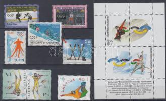 2002 + 2006 Winter Olympics, Salt Lake City and Torino 7 diff. countries 5 diff. stamps + 1 reversed pair + 1 block, 2002 + 2006 Téli olimpia, Salt Lake City és Torinó 7 klf ország 5 klf bélyeg + 1 fordított pár + 1 blokk