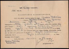 1946 Győr, Illetőségi bizonyítvány 3 db városi illetékbélyeggel (egyik sérült)