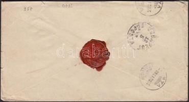 1876 Díszjegyes, vízjeles boríték Jolsváról Budapestre egész viaszpecséttel