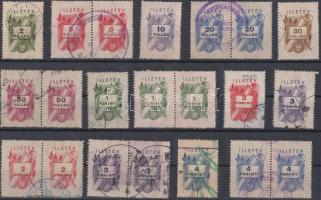 1946 Illetékbélyeg sorozat 20f-4Ft-ig, összesen 21 db változatokkal