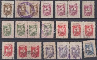 1948 Illetékbélyeg sorozat 5Ft-50Ft-ig, összesen 21 db változatokkal