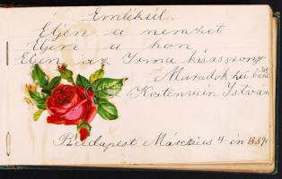 cca 1880 Emlékkönyv sok litho képpel és magyar beírásokkal