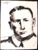 Szabó Zoltán (1929-): Férfi portré. Szén, karton, jelzett, kis szakadás az alján, 90×65 cm