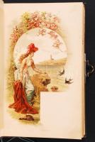 cca 1880 Emlékkönyv néhány litho képpel és magyar beírásokkal, réz csattal
