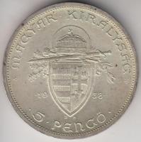 1938. 5P Ag "Szent István" T:2
Adamo P8.1