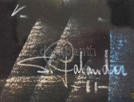 Palandu jelzéssel: Balerinák. Pasztell, papír, üvegezett keretben 49×12 cm