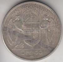 1930. 5P Ag "Horthy-jobbra" T:3 patina
Adamo P8
