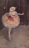 Pas de trois, ballet, M. M. Vienne Nr. 339, artist signed, Balettozó hölgy, M. M. Vienne Nr. 339., szignós