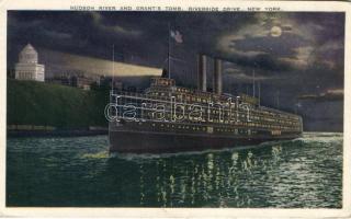 New York, Hudson River, Grant's Tomb, evening steamer (fl)