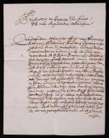 1763 Latin nyelvű boríték és hozzá tartozó levél Babatics Józsefnek Bogács Ádámtól, boríték hátoldalán viaszpecséttel.