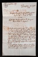 1816 Levél Győrbe (Raab) 3 koronás szignettás papíron.