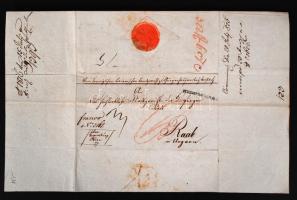 1816 Levél Győrbe (Raab) 3 koronás szignettás papíron