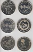 1983-85. 100Ft 6db különféle emlékpénz "Czóbel" / "Széchenyi" / "Kőrösi" / "Simon Bolivár" / "Kulturális Fórum" T:PP,BU