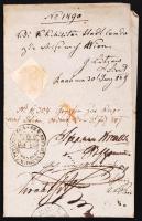 1849 Latin nyelvű útlevél, alján szárazpecséttel, hátoldalán a látogatott helységek bélyegzőivel/  passport.