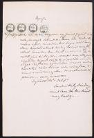 1863 Magyar nyelvű nyugta hirdetmény- és illetékbélyegekkel, 3db 6 koronás, 1 db 1 koronás.