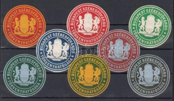 Budapest Székesfőváros Törvényhatósága 8 db klf színű pecsétbélyeg