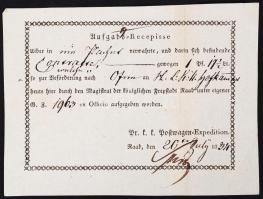 1834 Győr, Német nyelvű feladóvevény.