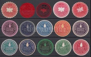 Budapest Takarékpénztár Egyesület + Hitelbank 15 db klf színű pecsétbélyeg