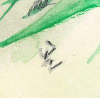 Jel jelzéssel: Virágcsokor. Akvarell, papír, üvegezett keretben 25×17 cm