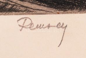 Remsey Gábor (1925-1999): Tanya. Rézkarc, papír, jelzett, üvegezett keretben, 18×26 cm