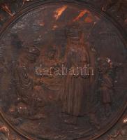 XIX. sz. második fele: Öntöttvas fali dísztál cigányokat ábrázoló jelenettel / Cast iron plate with ...