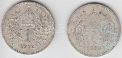 Ausztria 1899-1912. 1K Ag (2x) T:3 Austria 1899-1912. 1 Corona Ag (2x) C:F