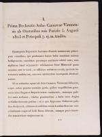 1805 Bécs és Párizs közötti béketárgyalásokkal kapcsolatos nyilatkozatok latin nyelven, 38 nyomtatot...