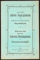 1900 Az első csákovai hengergőzmalom alapszabályai 20p.