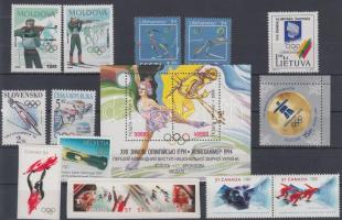 1994-2010 Olimpia kis motívum tétel 9 klf ország 10 klf bélyeg + 2 klf pár + 1 blokk, 1994-2010 Olympics motive lot 9 diff. countries, 10 stamps + 2 pairs + 1 block