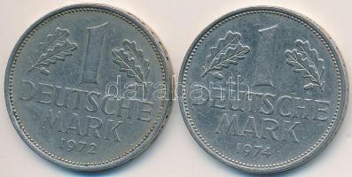 Németország 1972-1974D 1M (2x) T:2 Germany 1972-1974D 1 Mark (2x) C:XF Krause KM#110