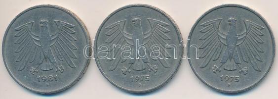 Németország 1975F 5M (2x) + 1981F 5M T:2-
Germany 1975F Mark (2x) + 1981F 5M C:VF
Krause KM#140.1