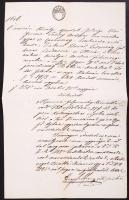 1851 Győr, Hivatalos irat kereseti ügyben 4 guldenes szignettás űrlapon a járásbíró aláírásával.