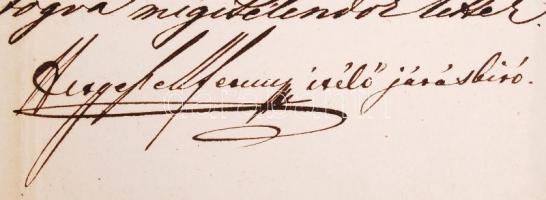 1851 Győr, Hivatalos irat kereseti ügyben 4 guldenes szignettás űrlapon a járásbíró aláírásával