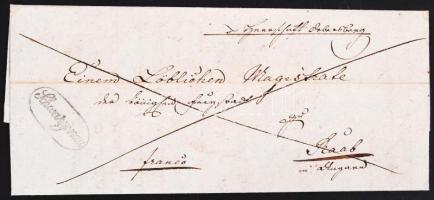 1833 Levél Győrbe Schwarzenau ovális bályegezővel, viaszpecséttel