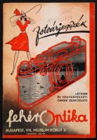 1940-1941 A Fehér Optika prospektusa fotókról, fényképezőgépekről és egyéb tartozékokról, 64 p.