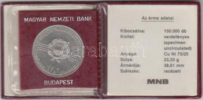 1982. 100Ft "Labdarúgó VB" T:BU Eredeti tokban, tanúsítvánnyal