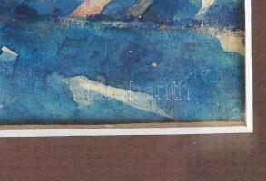 Egyed Erna (1889-): Házrészlet a kerttel. Akvarell, papír, jelzett, üvegezett keretben, 26×28 cm