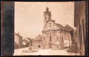 cca 1920 Ausztria? Ny-Mo? templomtorony építése fotólap