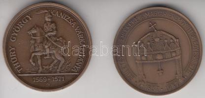 Kelemen Kristóf (1922-) / ÁPV 1987. "MÉE Budapest - Erzsébet királyné születésének emlékére" Br emlékérem (42,5mm) T:1 + Képíró Zoltán (1944-1981) 1980. "MÉE Nagykanizsa / Thúry György Kanizsa várkapitánya" Br emlékérem (42,5mm) T:1
