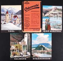 cca 1930 4 db Bécsben kiadott, magyar nyelvű utazási prospektus (Tirol, Alsó-Ausztria, Stájerország, Salzburg) + régi térkép