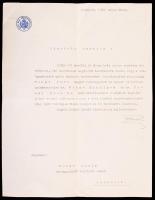 1913 Teleszki János pénzügyminiszter által aláírt hivatalos levél