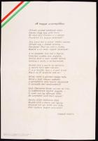 cca 1920 Tarczay Gizella: A magyar asszonyokhoz c. hazafias verse nyomtatásban