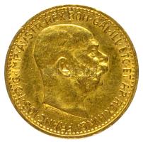 Ausztria 1912. 10K Au "Ferenc József" (3.41g/0.900) utánveret T:2 ph. Austria 1912. 10 Kronen Au "Franz Joseph I" (3.41g/0.900) restrike C:XF edge error